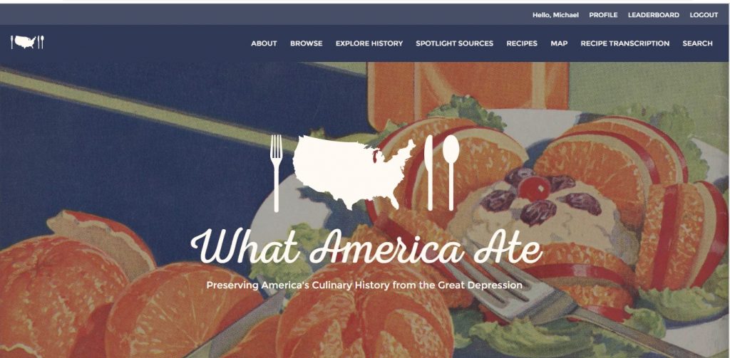 "What America Ate" Home page image. This leads to the page that speaks about what America Ate in the Great Depression.